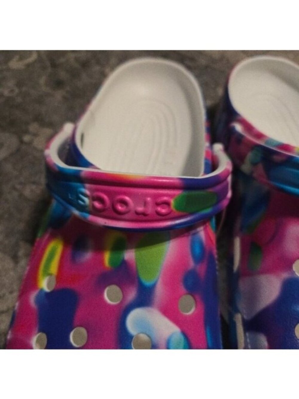Crocs Sandals Clog Shoes Men's 13 Pink Rainbow Solarized Classic All over 062026 - Picture 7 of 9